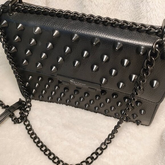 Foley & Corinna NWT Black Skyline Bandit Studded Crossbody Purse - Picture 4 of 15